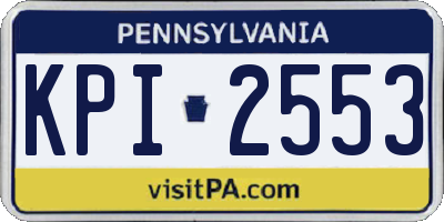 PA license plate KPI2553
