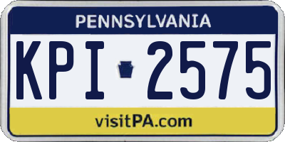 PA license plate KPI2575