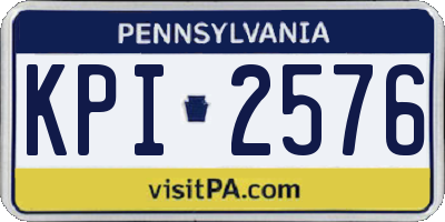 PA license plate KPI2576