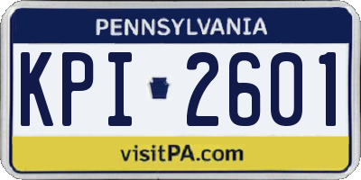 PA license plate KPI2601
