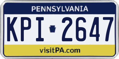 PA license plate KPI2647