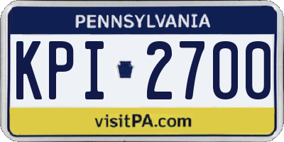PA license plate KPI2700