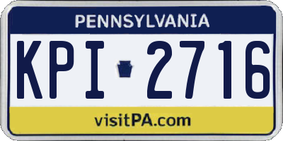PA license plate KPI2716