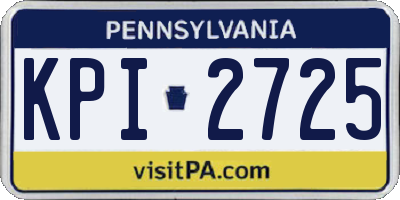 PA license plate KPI2725