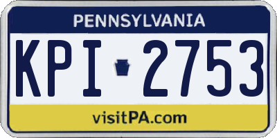 PA license plate KPI2753