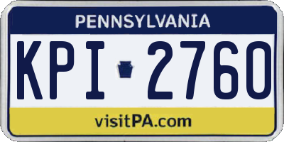 PA license plate KPI2760