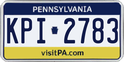 PA license plate KPI2783