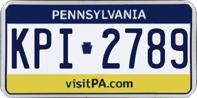 PA license plate KPI2789