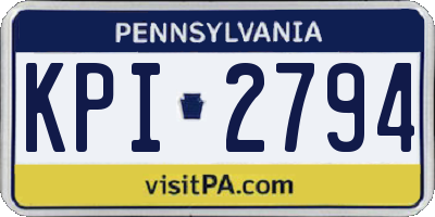 PA license plate KPI2794