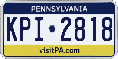 PA license plate KPI2818