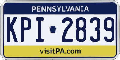 PA license plate KPI2839