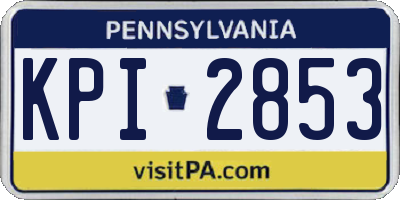 PA license plate KPI2853