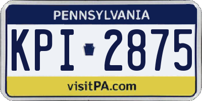 PA license plate KPI2875
