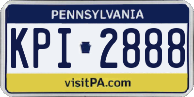 PA license plate KPI2888