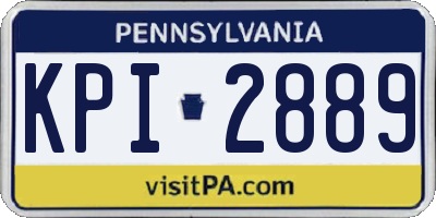 PA license plate KPI2889