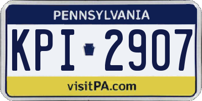 PA license plate KPI2907