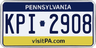 PA license plate KPI2908