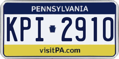 PA license plate KPI2910