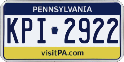 PA license plate KPI2922