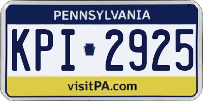 PA license plate KPI2925