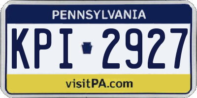 PA license plate KPI2927