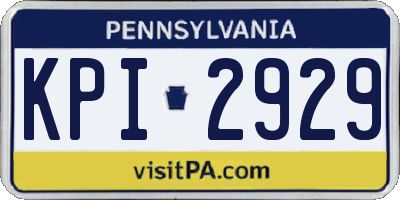 PA license plate KPI2929