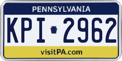 PA license plate KPI2962