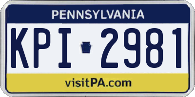 PA license plate KPI2981