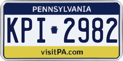 PA license plate KPI2982