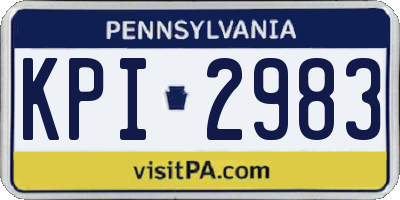 PA license plate KPI2983
