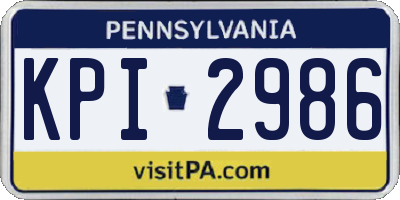 PA license plate KPI2986