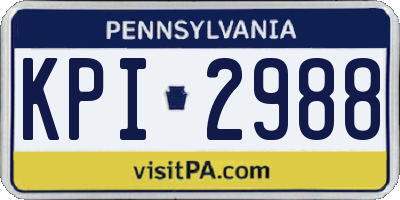 PA license plate KPI2988