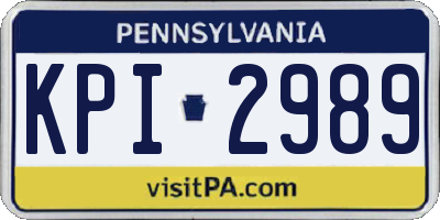 PA license plate KPI2989