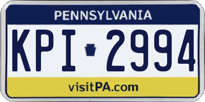 PA license plate KPI2994