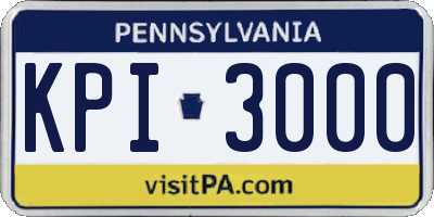 PA license plate KPI3000