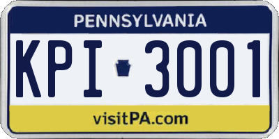 PA license plate KPI3001