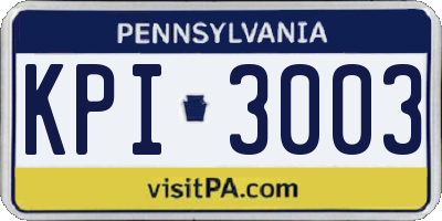 PA license plate KPI3003