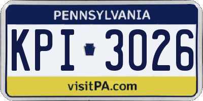 PA license plate KPI3026