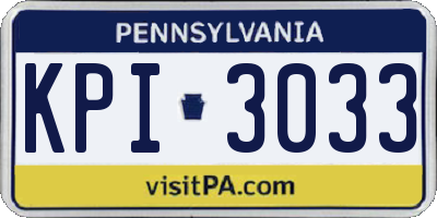PA license plate KPI3033