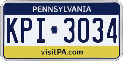 PA license plate KPI3034