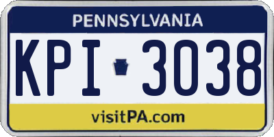 PA license plate KPI3038