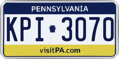 PA license plate KPI3070