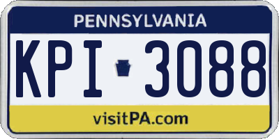 PA license plate KPI3088