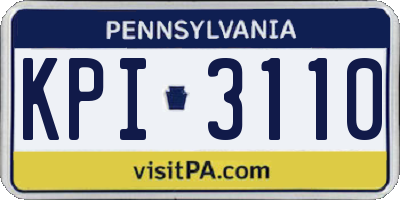 PA license plate KPI3110