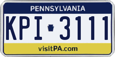 PA license plate KPI3111