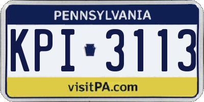 PA license plate KPI3113
