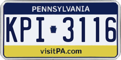 PA license plate KPI3116