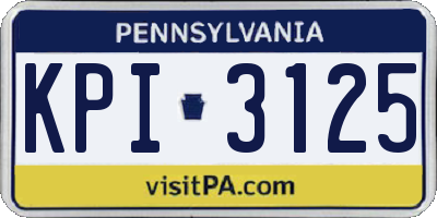 PA license plate KPI3125