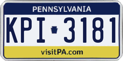 PA license plate KPI3181