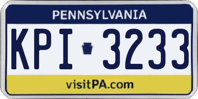PA license plate KPI3233